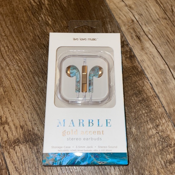 NWT Live Love Music Blue Tie-Dye Marble Stereo Earbuds - Picture 5 of 16
